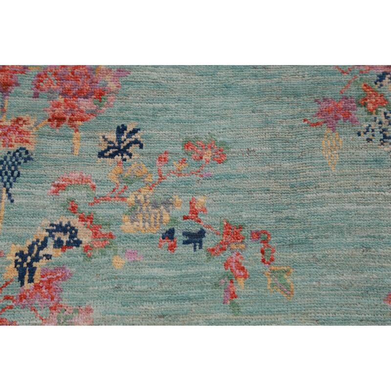 Hand Knotted Oriental 100% Wool Carpet Traditional All-Over Navy Blue & Blues Art Deco Runner Rug - 8' 1'' X 2' 8''