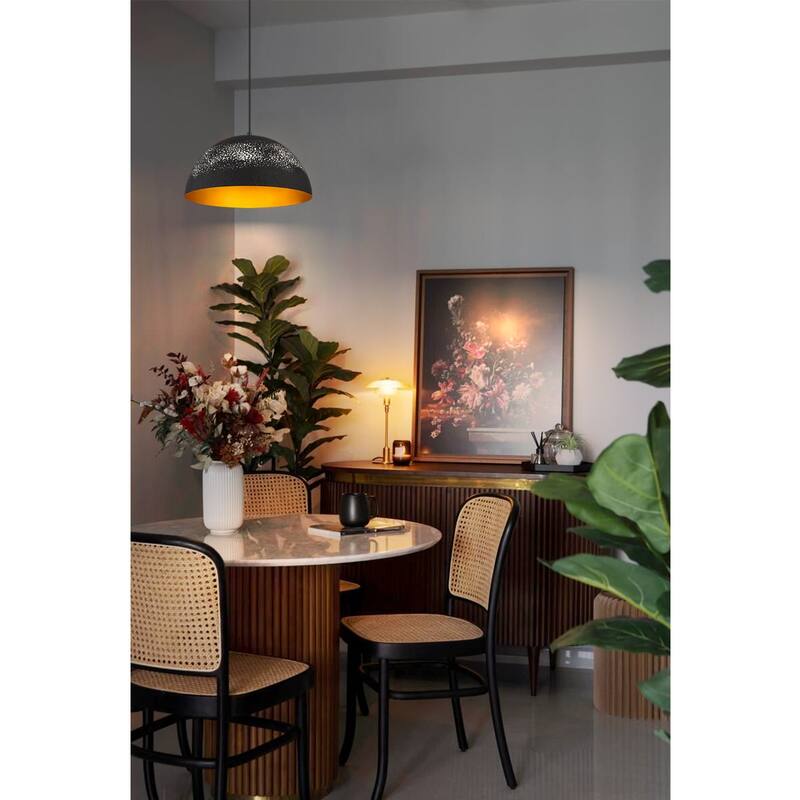 1-Light Industrial Hammered Chandelier Metal Dome Pendant Light - 15.75''