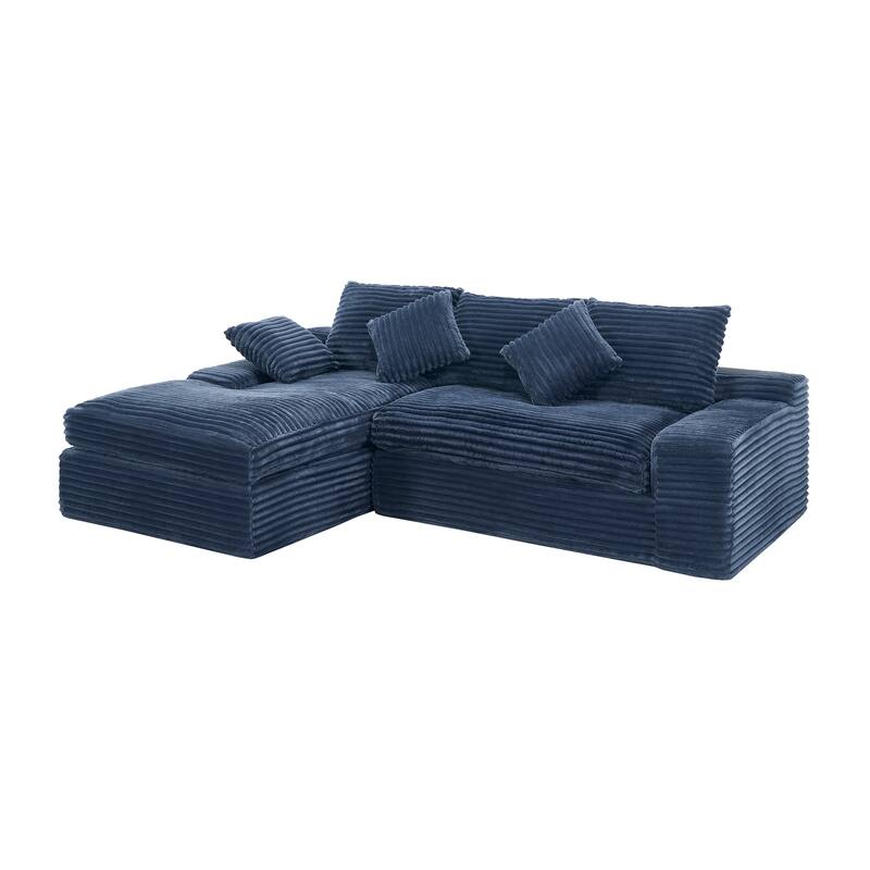 L-Shape Sectional Sofa with Chaise Lounge, Living Room Modular 4 Seat Sofa Sponge Compression Sleeper Sofa Couch