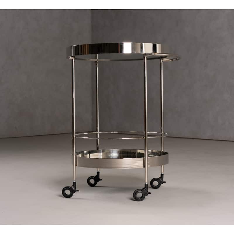 Modrest Jeeves Modern Stainless Steel & Mirror Rolling Cart