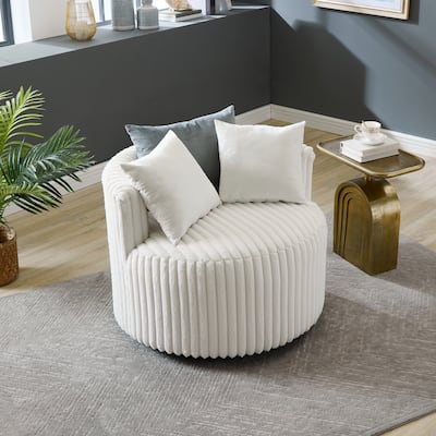 Modern Accent Chair Barrel Chair with Wheels and Pillow Back Lounge Chair Sofa Chair for Living Room