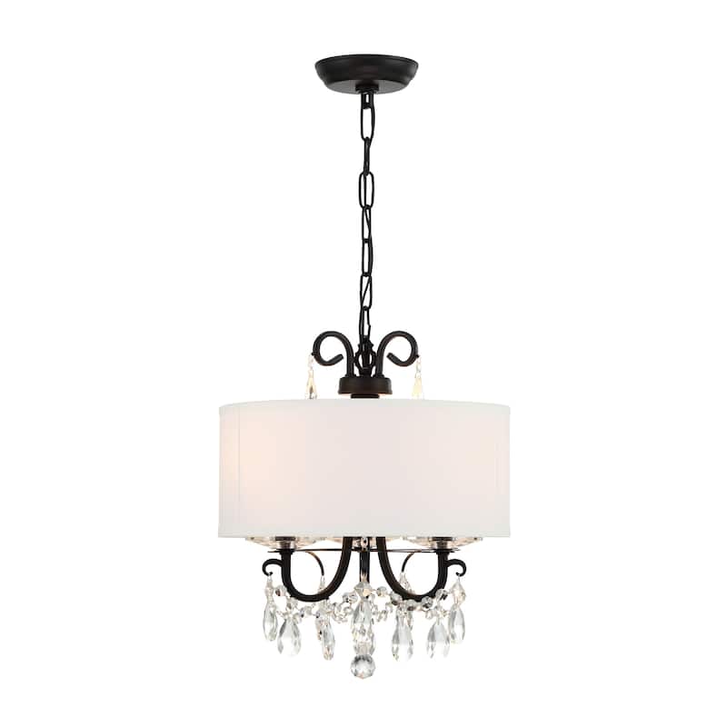Othello 3 Light Matte Black Mini Chandelier - 14''W x 17''H
