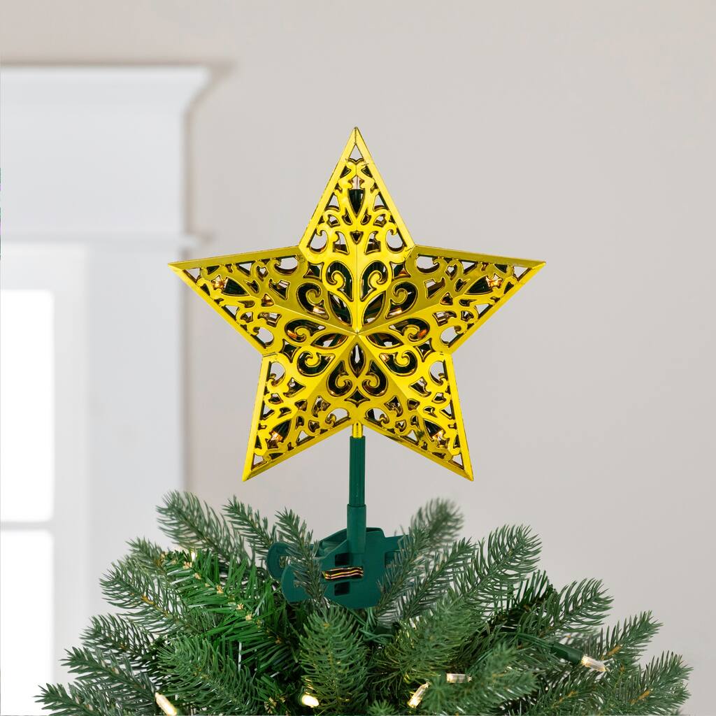 LED Lighted Star Christmas Tree Topper - 9.5" - Gold