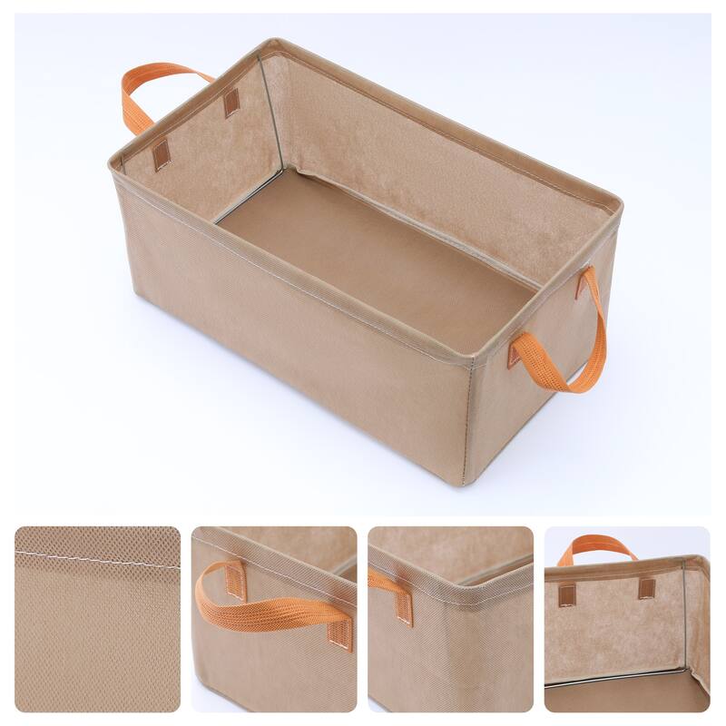 Storage Cube, Storage Bin with Handles for Shelves Closet, 1 Pack Collapsible Storage Basket for Organizing Clothes Books - Khaki