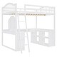 preview thumbnail 4 of 13, Full Size Wooden Loft Bed with U-shaped Desk and Tri-fold Mirror