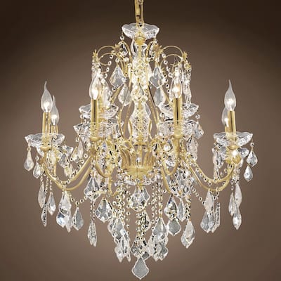 Heritage 12 Light 28" Gold Chandelier with Clear European Crystal & Led Bulb - 28.00