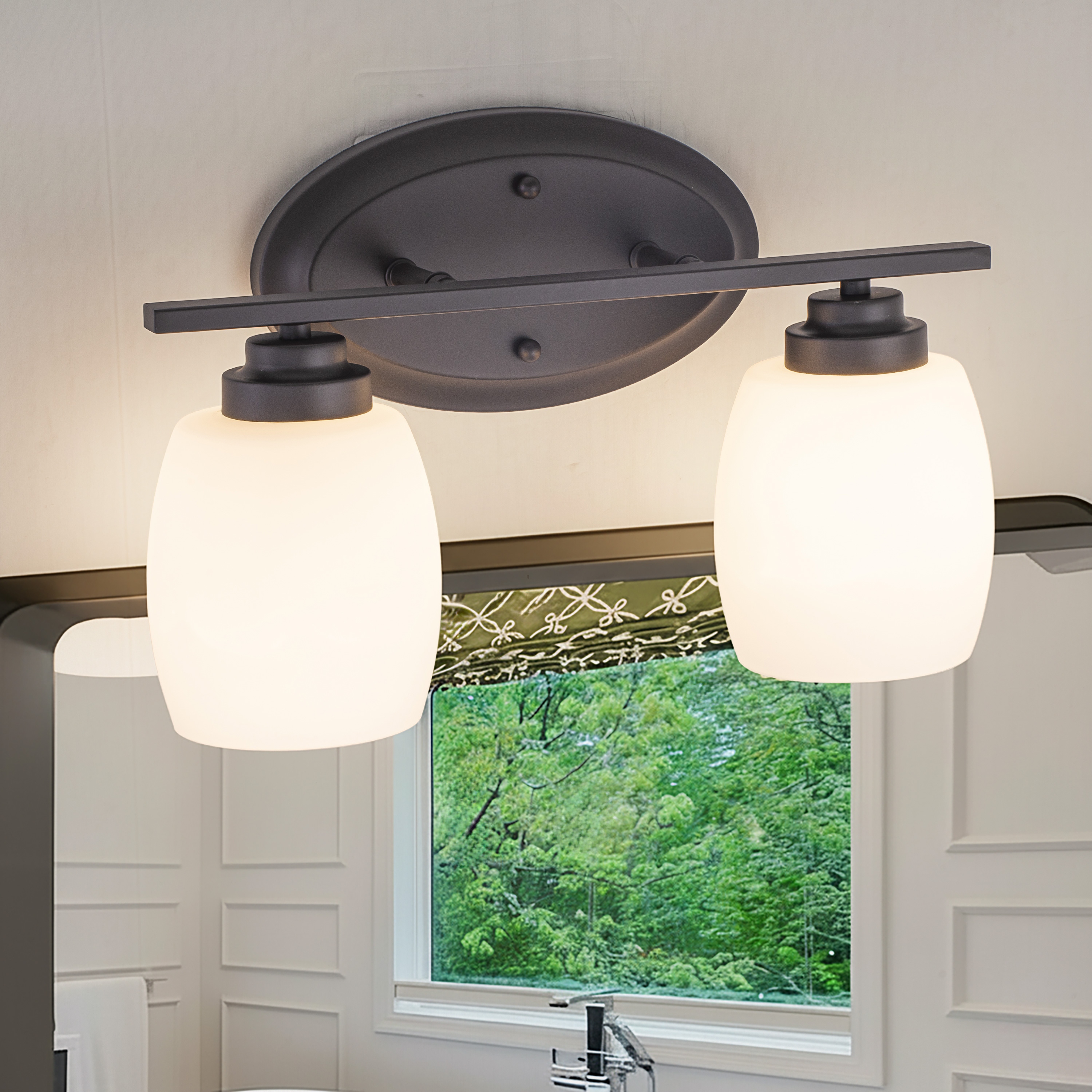 C Cattleya Vanity Light Indoor Wall Sconce Light with White Opal Glass