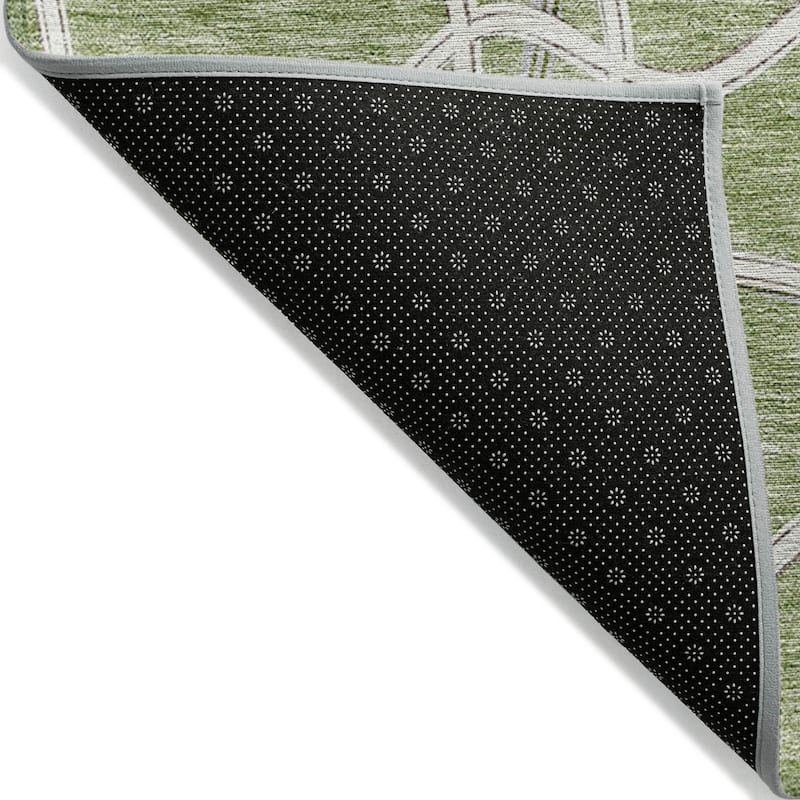 Machine Washable Indoor/ Outdoor Contemporary Links Chantille Rug