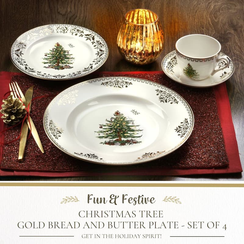 Spode Christmas Tree Set of 4 Gold Plates