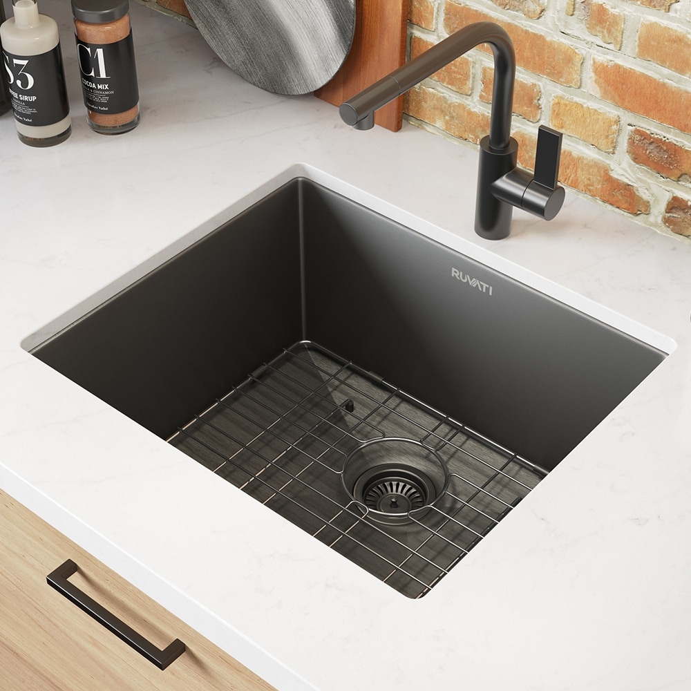 Ruvati 21-inch Gunmetal Black Stainless Steel Undermount Bar Prep Kitchen Sink - RVH7121BL