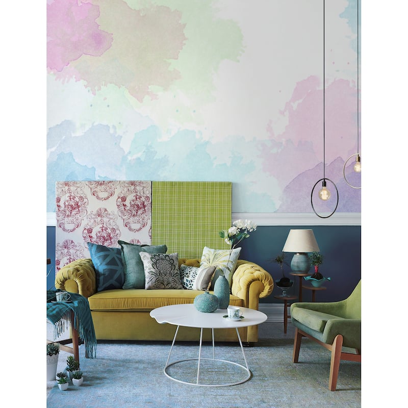 GK Wall Design Watercolor Brush Splash Colorful Wallpaper