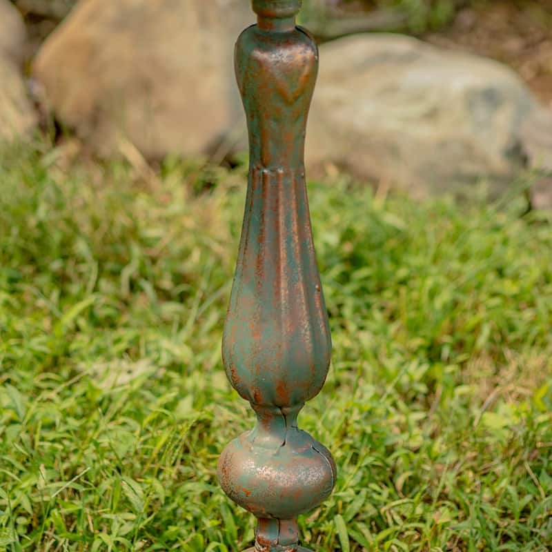 Round Pedestal Birdbath with Bird Details