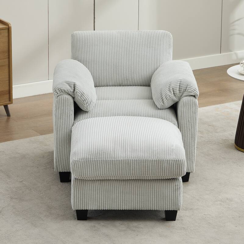 Multi-Seater Corduroy Sectional Sofa, Modular Settee, Included Removable Ottomans