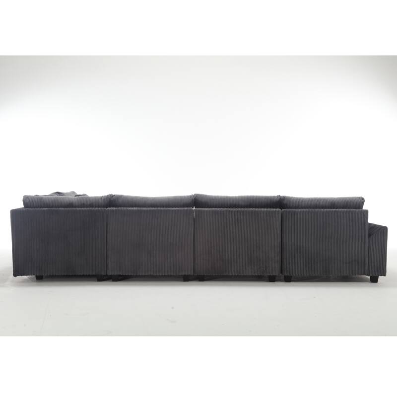 146" Fabric U-Shape Modular Sectional Sofa with Deep Seats and 7 Pillows (5-Seater)