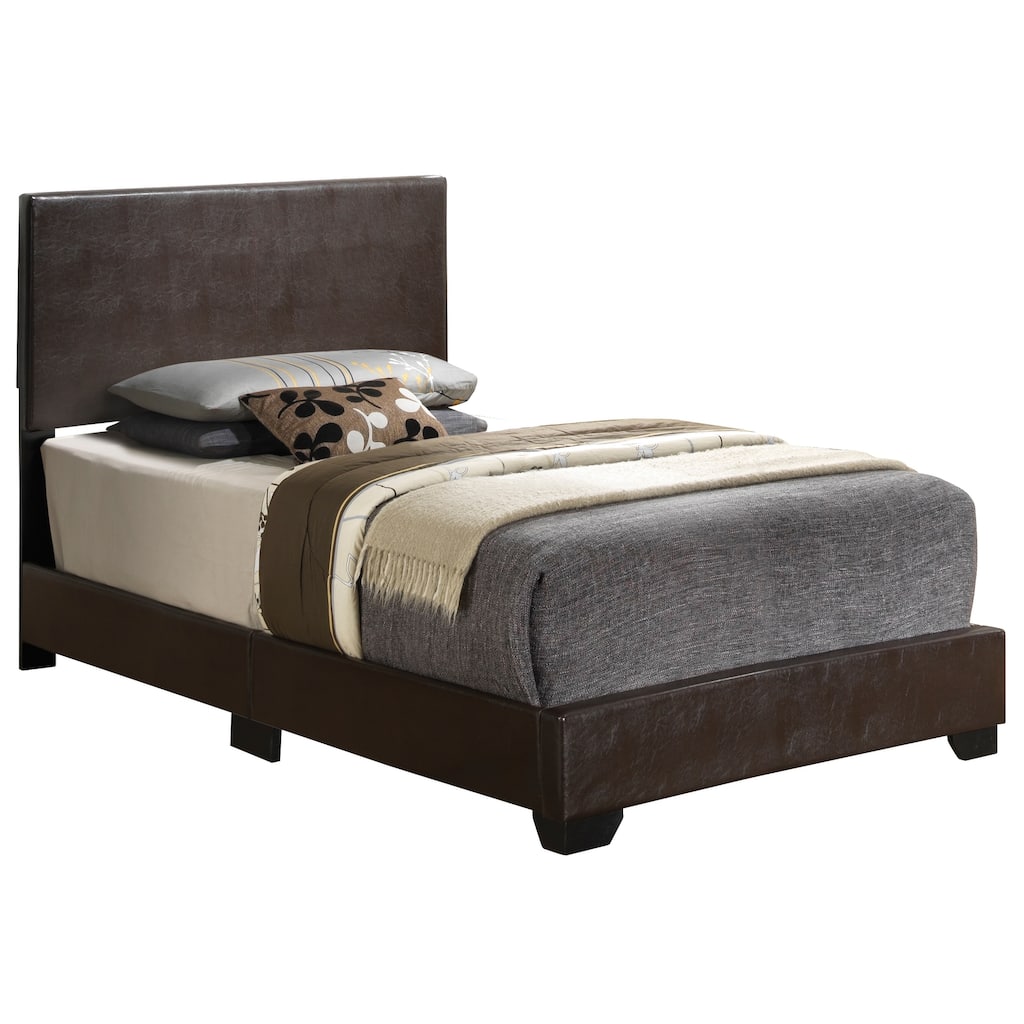 Twin Bed in Cappuccino Faux Leather, Durable and Stylish