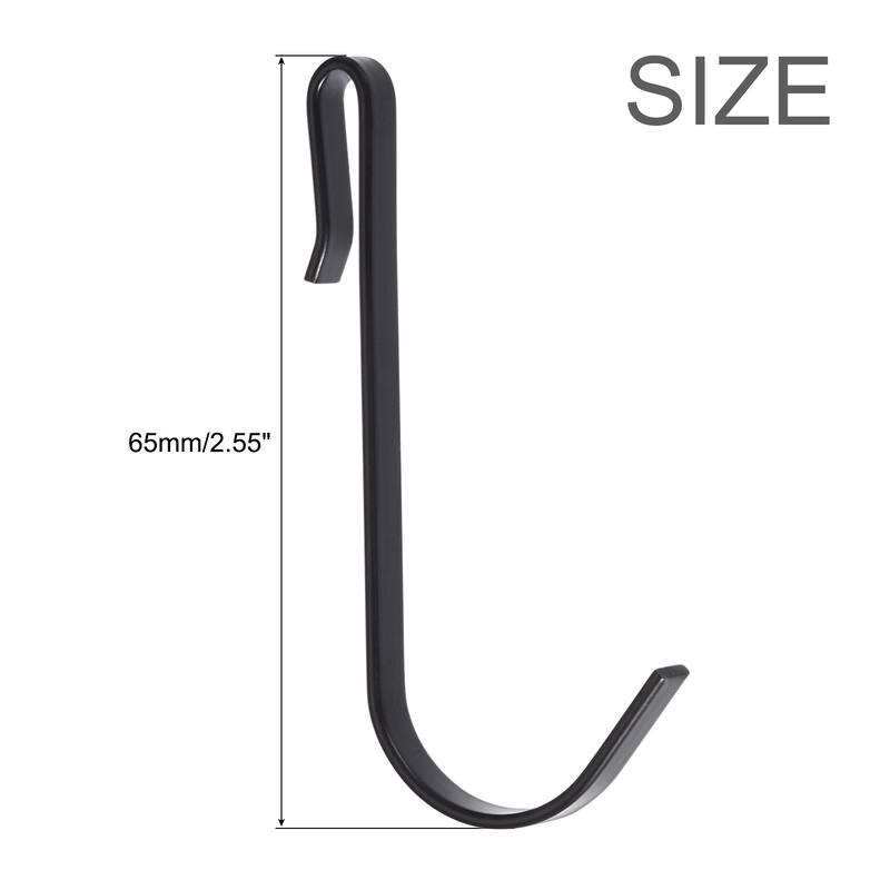 10pcs Stainless Steel J Shaped Hooks, Clip-on Hook Wire Rack Hook Black - Black