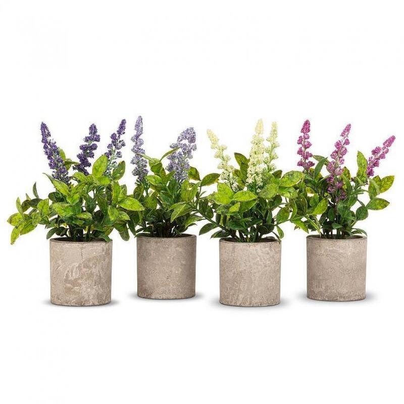 Set Of 4 Spiky Flowering Plant Pot Faux Plants And Trees