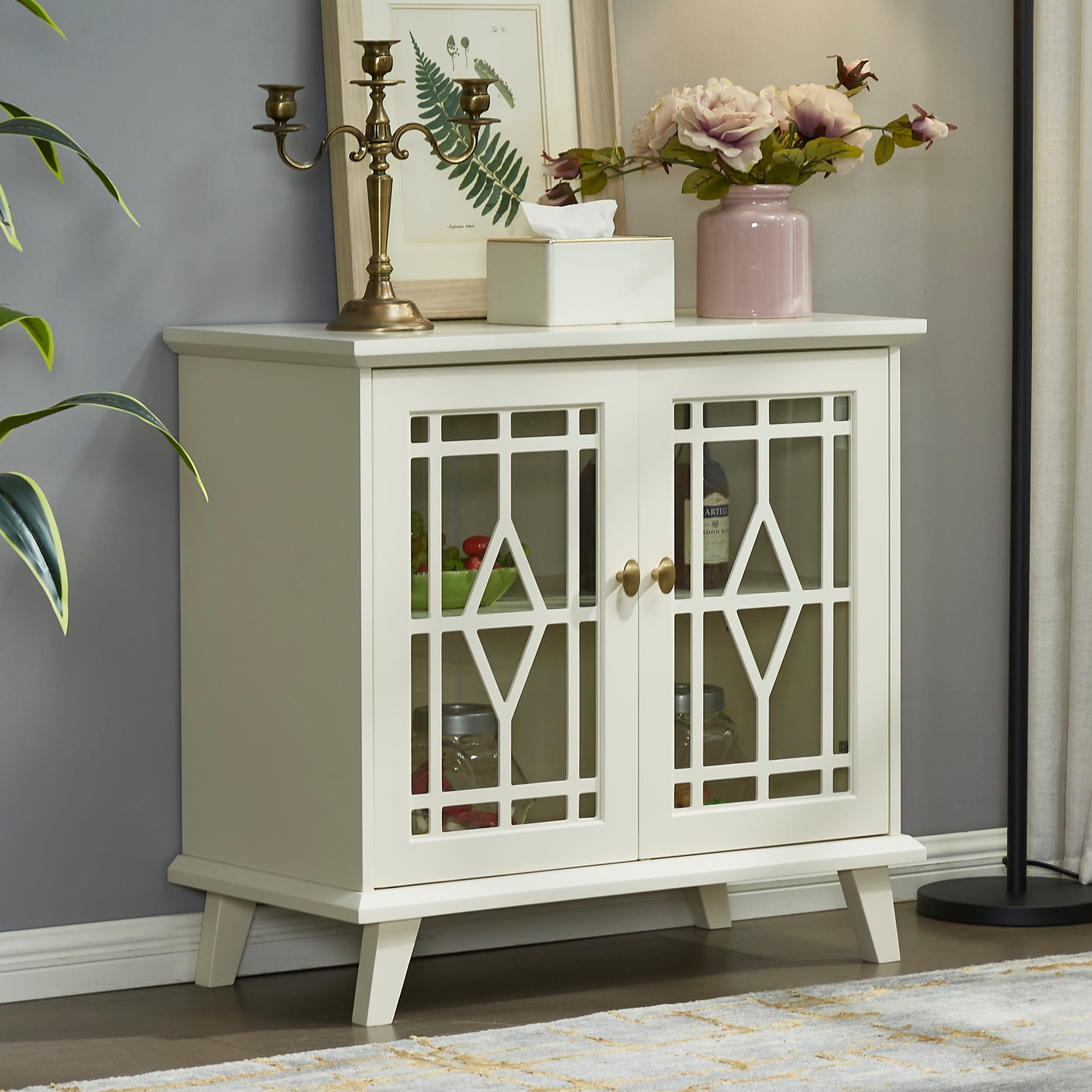 Modern Blue Lacquered 4 Door Wooden Cabinet Sideboard Buffet Server ...