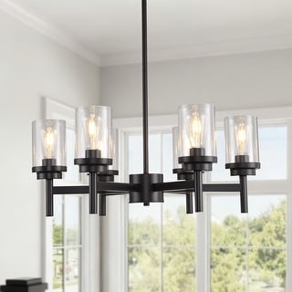 Modern Black Farmhouse Chandelier Dining Room Light Fixture Over Table Industrial Lighting for Living Room Foyer Kitchen