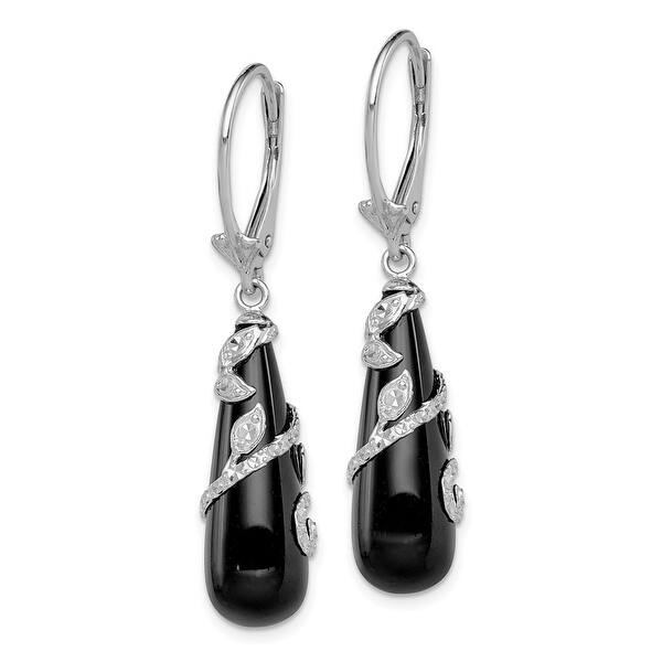 925 Sterling Silver Rhodium-plated Polished & Textured Teardrop Dangle Earrings 925 Sterling Silver Rhodium-plated Polished & Textured Teardrop Dangle Earrings