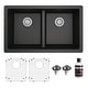 preview thumbnail 4 of 18, Karran 32" Undermount Double Equal Bowl Quartz Kitchen Sink Kit - 32" x 19.5" x 9"