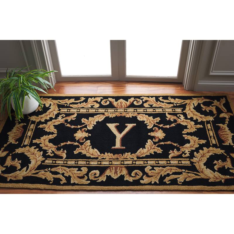 SAFAVIEH Handmade Monogram Kyousuke Casual Rug - 3' x 6' Runner - Y - Black