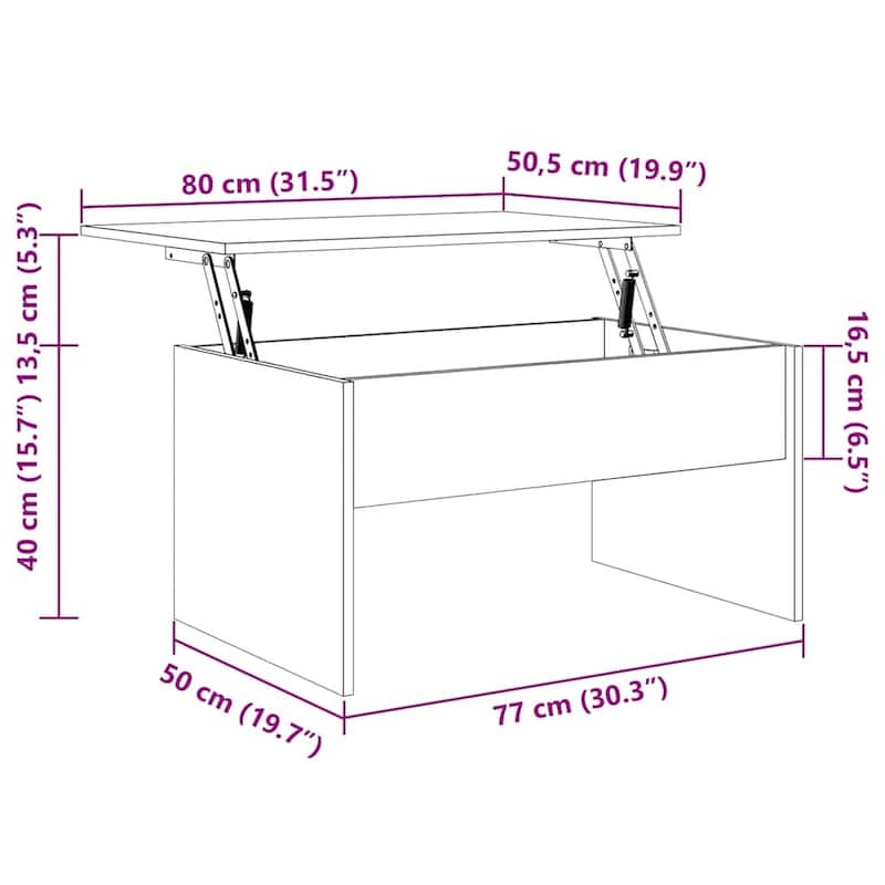 vidaXL Coffee Table Lift Top End Table Accent Side Sofa Table Engineered Wood - 31.5" x 19.9" x 16.3"