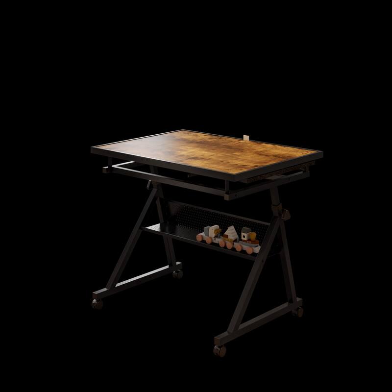 Tiltable Puzzle Table with Trays and Lockable Wheelsa