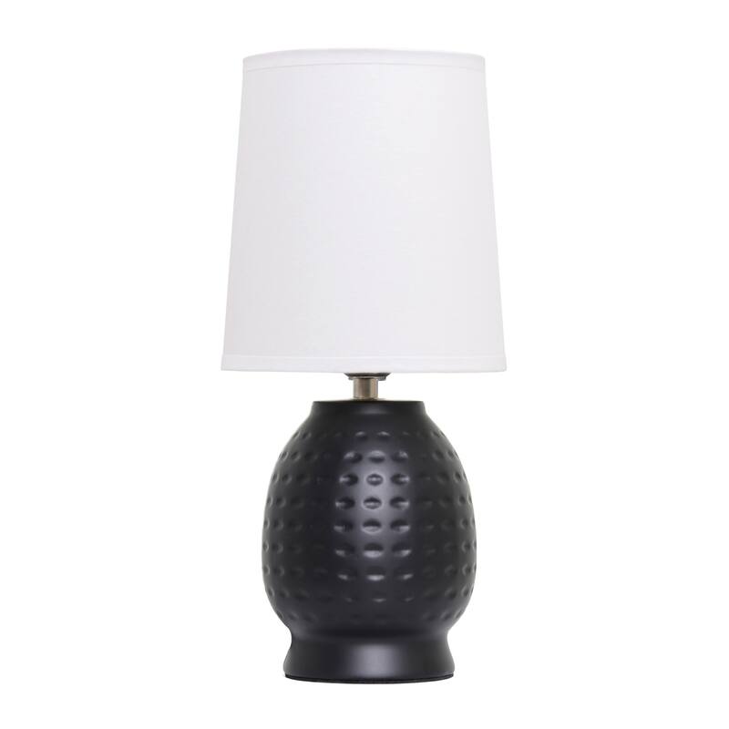 Petite Dimpled Ceramic Table Lamp with Tapered Shade - 12.5" - Black