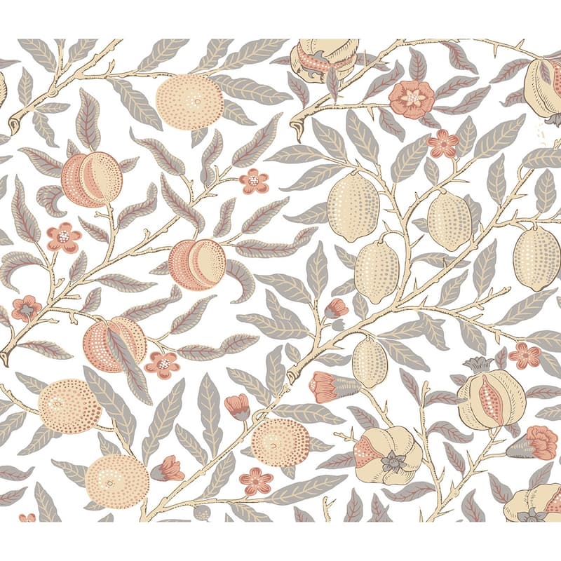 NextWall Pomegranate Peel and Stick Wallpaper - 20.9 in. W x 18 ft. L - Daydream Grey & Melon