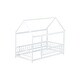 preview thumbnail 11 of 9, Twin Size Wooden Floor Bed with Roof Frame and Safety Guardrails, White