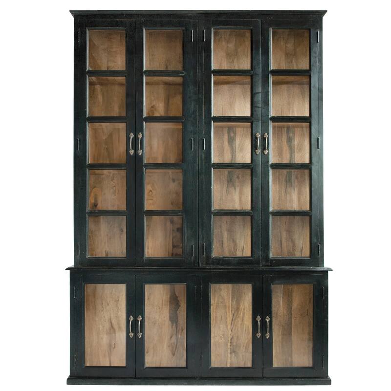 Mango Wood and Glass Cabinet - 63.0"L x 11.0"W x 87.0"H