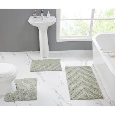 Better Trends Hugo Collection 100% Cotton Tufted Bath Rugs with Chevron Patterns, High Absorbency, Anti-Skid, Easy to Clean