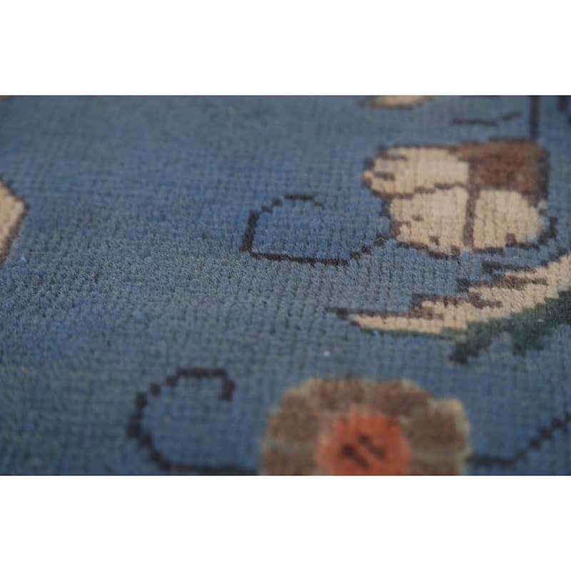 Blue Tabriz Persian Vintage Area Rug Handmade Wool Carpet - 9'10"x 13'0"