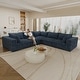 preview thumbnail 12 of 147, Modular Sectional Sofa Corduroy Upholstered Sleeper Sofa Convertible Cloud Accent Couch Deep Seat Chaise Lounge, DIY Combination L-shape - Blue