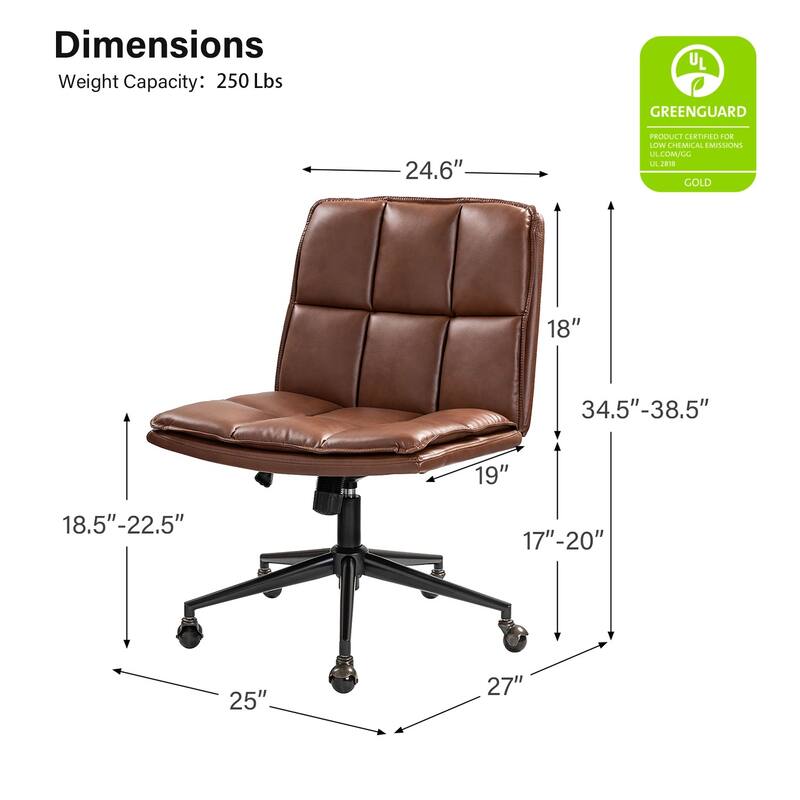 Judy Mid-century Modern Oversize Faux Leather Swivel Tilting Task Office Chair By HULALAHOME