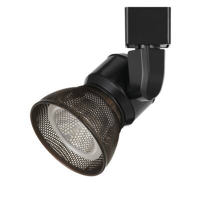 Metal Frame LED Track Fixture with Mesh Shade, Black and Bronze