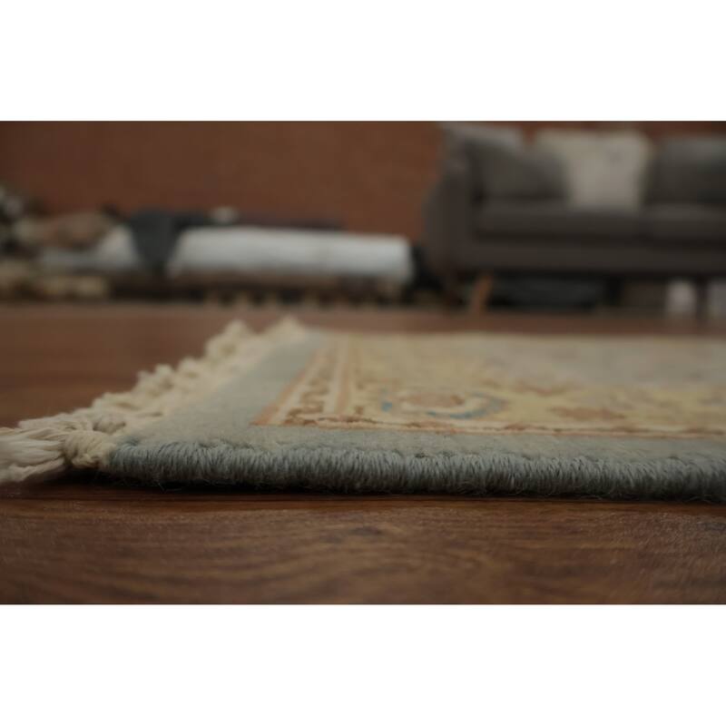 Hand Knotted Oriental 100% Wool Carpet Traditional Floral Navy Blue & Blues Ziegler Area Rug - 4' 0'' X 1' 11''