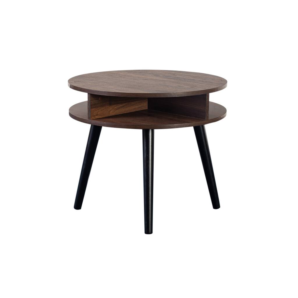 Porter Designs Skagen Mid-Century Modern Round End Table, Brown