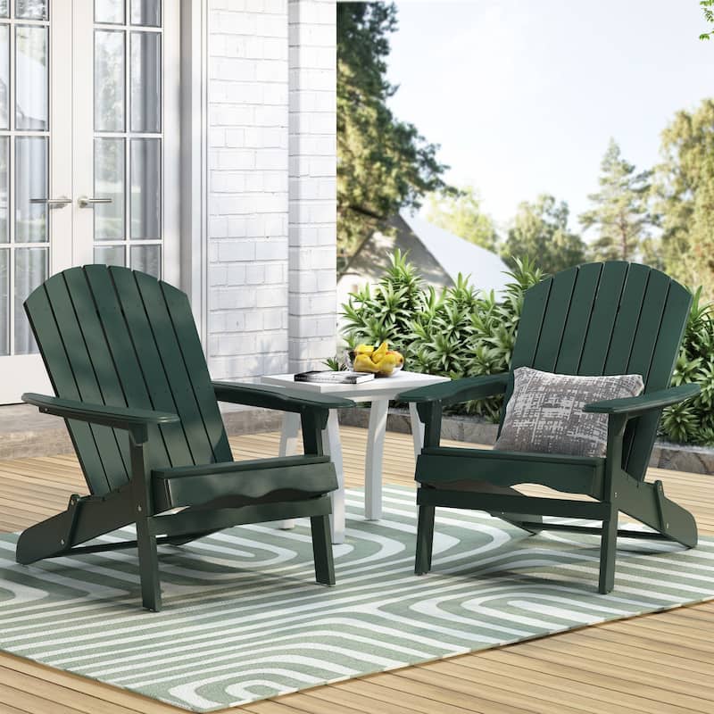 Hanlee Outdoor Rustic Acacia Wood Folding Adirondack Chair (Set of 2) by Christopher Knight Home - Dark Green