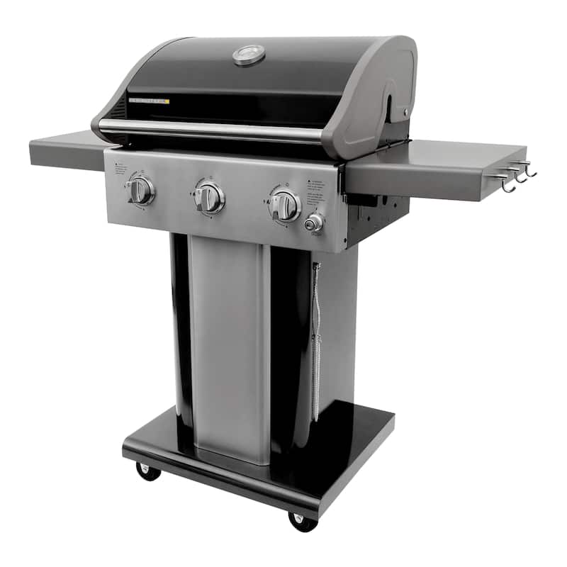 Permasteel 3-Burner Propane Gas Grill with Foldable Side Shelves