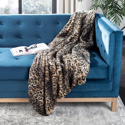 SAFAVIEH Anisa Faux Black Leopard 50 x 60-inch Throw Blanket