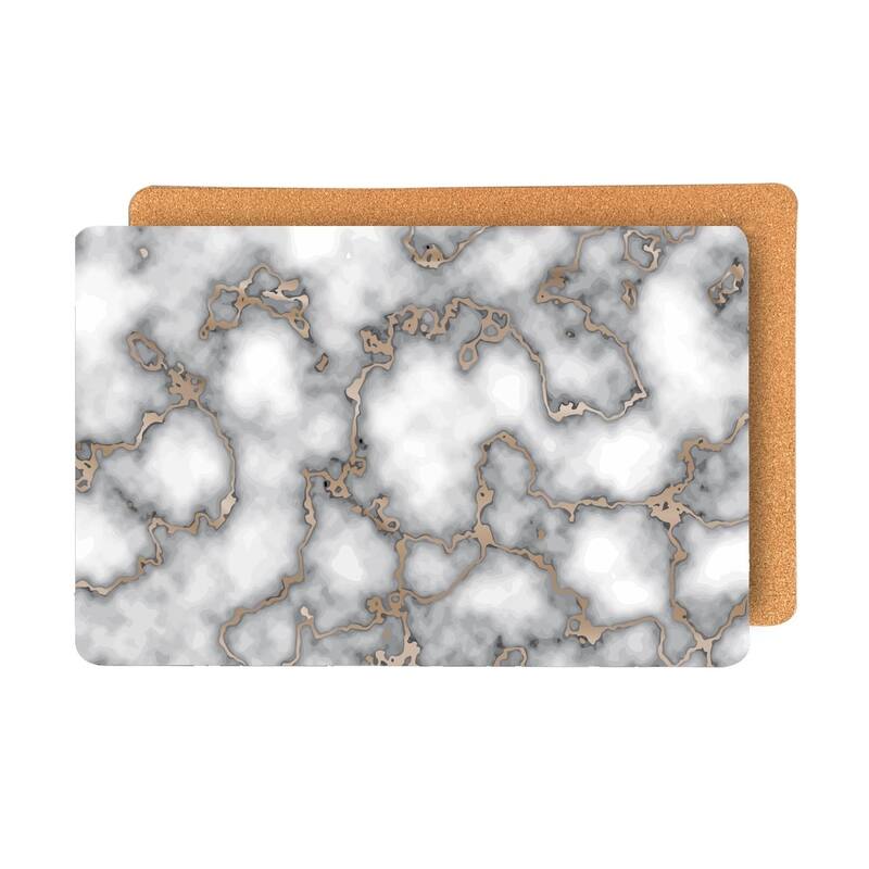 Dainty Home Marble Thick Cork Printed Rectangular Placemat Set