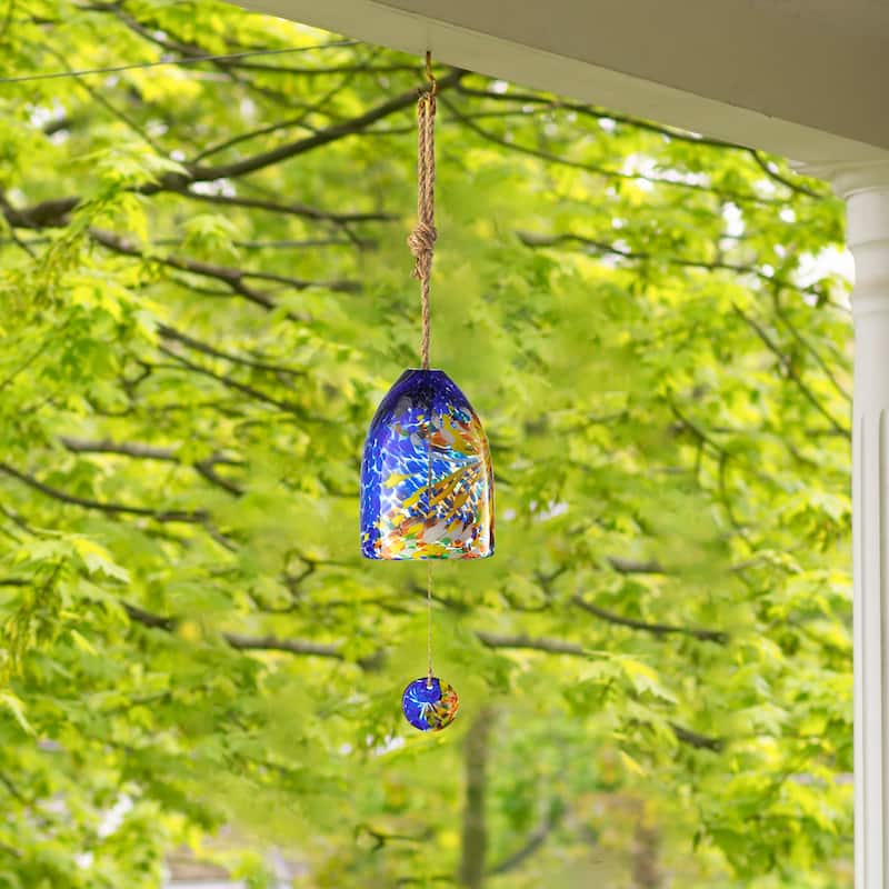 Glitzhome Set of 2 - 26"H Glass Twist Glaze Windchime - 32''H