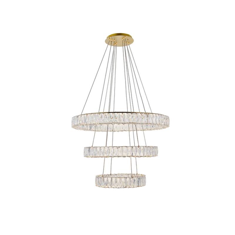 Madelyn Integrated LED chip light gold Chandelier Clear Royal Cut Crystal - 31.5"W X 21"H