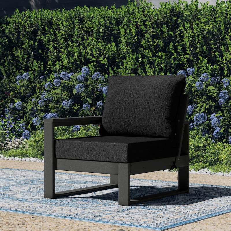 Polytrends Endless Patio Deep Seating Left Arm Chair with Gray Frame