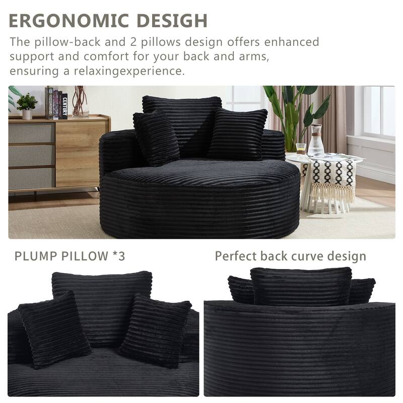 Sectional Modular Daybed Couch, Round Sofa Bed with Memory Foam, Sleeper Sofa with Removable Cushions