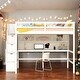 preview thumbnail 2 of 14, 2 Colors Full Size Loft Bed with Built-in Desk, Bookshelves and Storage Staircase