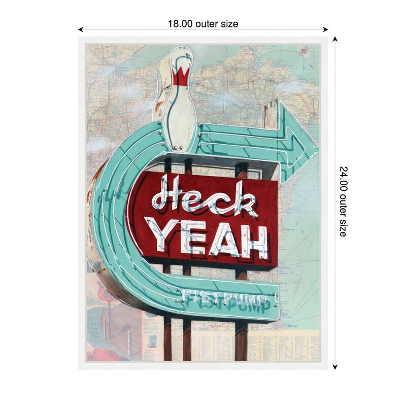 Kate and Laurel Heck Yeah by Krista V. Allenstein Framed Canvas Wall Art Print