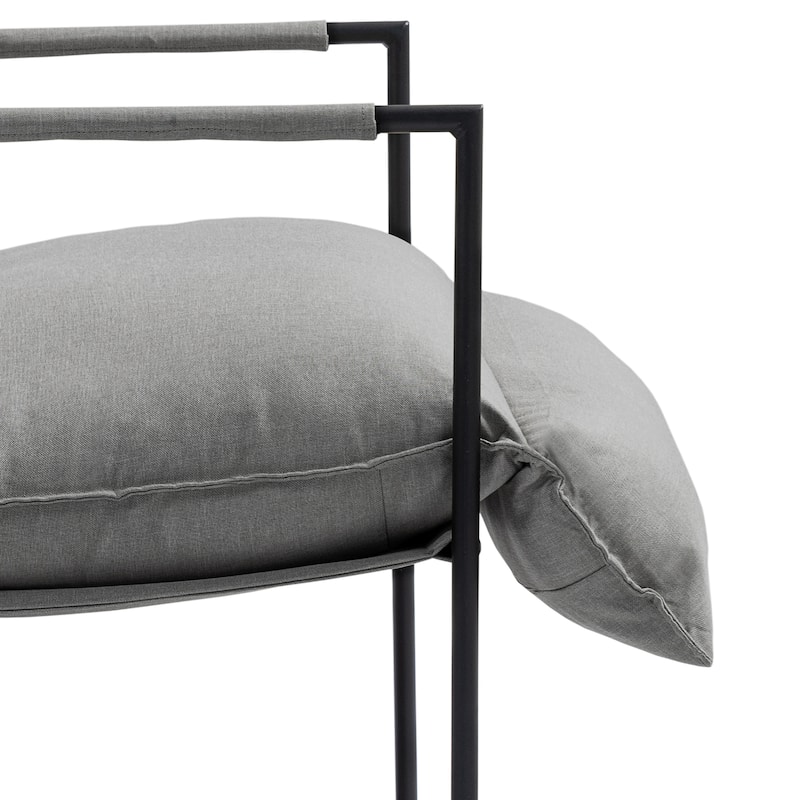 Mid-century Metal Sling Armchair with Lengthen Upholstered Set of 2